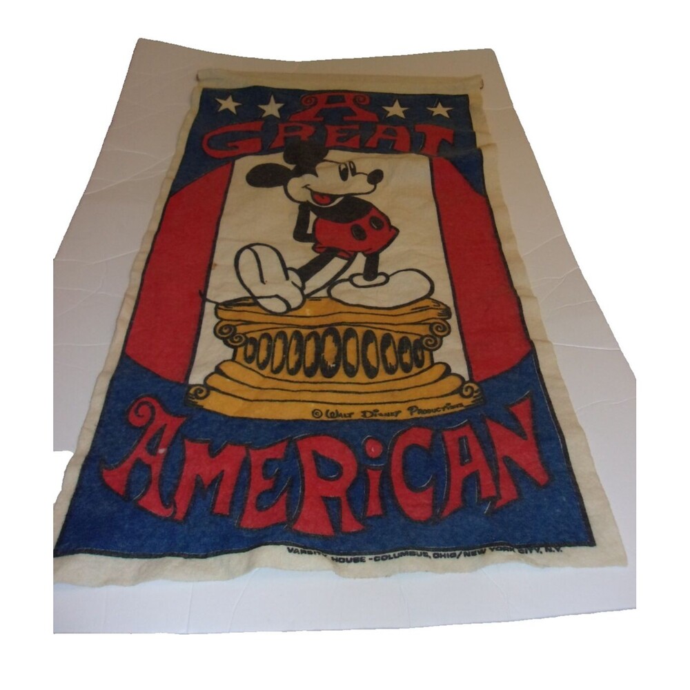 Mickey Mouse Disney Felt Banner A Great American Vintage 1970's